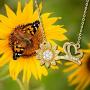 YDD 14K Gold Pendant Necklace Butterfly Necklace Sunflower Necklace Sunflower Charm, Flower Necklace,Sunshine Jewelry Gift for Women Girls