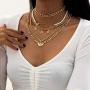 Ingemark 5 Layers Link Chain Choker Neklcae Set Simple Angel Babe Initial Letter Pendant Necklace Hip Hop Punk Jewelry Set