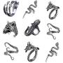 FUTIMELY 9Pieces Vintage Punk Rings Set for Women Men Silver Black Gothic Dragon Snake Claw Octopus Rings Open Stackable Ring Set Jewelry