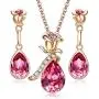 CDE Jewelry Sets for Women Rose Gold Jewelry Embellished with Crystal from Austria Mothers Day Jewelry Gifts Necklace and Earrings Set for Mom Wife