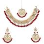 SANARA Jewellery Indian Bollywood Ethnic Gold Plated Traditional Ethnic Red Bridal Choker Necklace Set with Earrings for Women