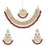 SANARA Jewellery Indian Bollywood Ethnic Gold Plated Traditional Ethnic Red Bridal Choker Necklace Set with Earrings for Women
