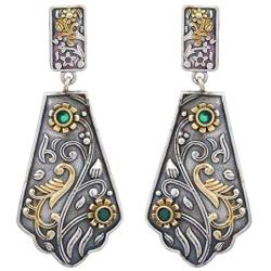 Aheli Indian Traditional Bollywood Hand Made Designer Silver Oxidised Dangler Earrings In Original Dual Tone Plating For Women Girls