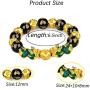 yfstyle 3 Pcs Pi Xiu Bracelet Feng Shui Black Obsidian Wealth Bracelet with Sanskrit Mantra for Men Women Adjustable Elastic Change Color Pi Xiu Good Luck Jewelry Gifts