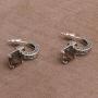 NOVICA Smoky Quartz .925 Sterling Silver Dangle Earrings Buddha Hoops
