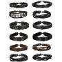 Jstyle 12Pcs Braided Leather Bracelet for Men Women Cuff Wrap Bracelet Wristbands Adjustable