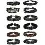 Jstyle 12Pcs Braided Leather Bracelet for Men Women Cuff Wrap Bracelet Wristbands Adjustable
