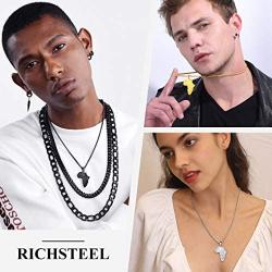 Richsteel National Borders/Eye of Horus African Map Necklace for Men Women Stainless Steel/18K Gold Plated Tribal Egyptian Jewelry with Customizable Service Travel Gift