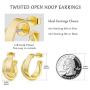 Open Hoop Earrings 14K Gold Plated Half Split Stud Hoop Earrings 925 Sterling Silver Post Hypoallergenic Jewelry Gifts for Women and Girls