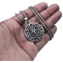 Elfasio Stainless Steel Necklace Pendant for Men Seal of Astaroth Key of Solomon/Seal of Lilith Sigil of Lucifer Seal Both Sided Pendants Chain 18-30 inch