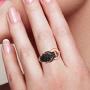 Santuzza Black Panther Spinel Rose Gold 14K Plating Rings for Women 925 Sterling Silver Leopard Head Ring