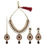 MUCH-MORE Traditional Bridal Unique Crystal Stone Floral Shape CZ Stone Indian Bollywood Necklace Set for Women