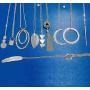 Ofeiyaa 10Pcs Long Pendant Necklace Simple Moon Bar Three Triangle Tassel Lock Sweater Y Shape Punk Chain Choker Necklace for Women Men Gold Silver Tone