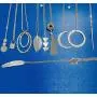 Ofeiyaa 10Pcs Long Pendant Necklace Simple Moon Bar Three Triangle Tassel Lock Sweater Y Shape Punk Chain Choker Necklace for Women Men Gold Silver Tone