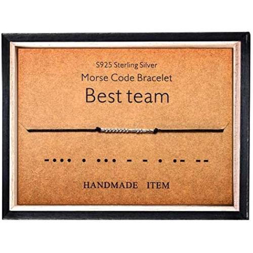 Morse Code Bracelet 925 Sterling Silver Beads on Silk Cord Secret Message Best team bracelet Gift Jewelry for her