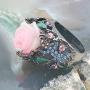 Retro Cocktail Statement Ring Enamel Resin Stones Rose Flower Crystal Stacking Rings Rhinestone Inlaid Band Party Jewelry for Women Girl
