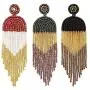 Christmas Gifts ALLEN DANMI Jewelry Dangle Earrings Ethnic Bohemia Style Handmade Colorized Seed Beads Waterfall Shape Statement Drop Earrings Shining Luxury Gift for Women. (Green)