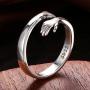 LOVECOM Hug Ring,925 Sterling Silver Hug Rings for Women Girls Silver Hugging Hands Open Promise Ring Jewelry Hug Hands Mens Rings Couples Wedding Bands