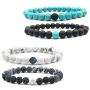 MJartoria Distance Relationship Bracelet Stretch Stone Beads Hers and His Couple Bracelet Energy Healing Stone Crystals Stretch Bracelet for Women Men