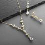 Mariell Genuine 14K Gold Plated Cubic Zirconia Wedding Necklace & Earrings Bridal Jewelry Set for Brides