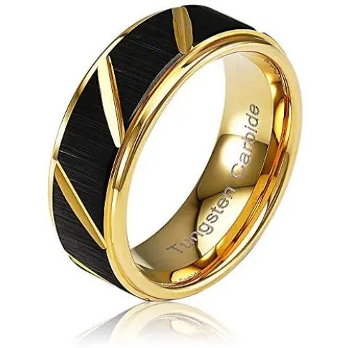 100S JEWELRY Tungsten Rings for Mens Wedding Bands Black Matte Multiple Grooves Size 6-16 100S JEWELRY Tungsten Rings for Mens Wedding Bands Black Matte Multiple Grooves Size 6-16