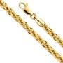 14k REAL Yellow Gold Hollow Mens 4mm Fancy Rope Chain Necklace with Lobster Claw Clasp