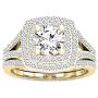 Dazzlingrock Collection 2.70 Carat (ctw) 10K Gold Round Cubic Zirconia Ladies Halo Bridal Engagement Ring Set