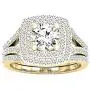 Dazzlingrock Collection 2.70 Carat (ctw) 10K Gold Round Cubic Zirconia Ladies Halo Bridal Engagement Ring Set