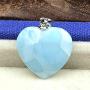 Larimar Pendant, Heart Natural Blue Larimar Stone Jewelry For Woman Man Dominica Crystal 17x4mm BeadsSilver Sterling Water Pattern Gemstone AAAAA