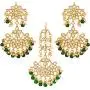 Aheli Traditional Faux Kundan Beaded Maang Tikka Earrings Set Bollywood Ethnic Fashion Jewelry for Women Aheli Traditional Faux Kundan Beaded Maang Tikka Earrings Set Bollywood Ethnic Fashion Jewelry for Women
