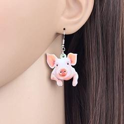 NEWEI Acrylic Drop Dangle Sweet Farm Pig Piggy Earrings Animal Jewelry For Girl Women Charms Gift