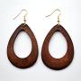Natural Wood Earrings Geometric Triangle Earrings Wooden Water Drop Earrings for Women Statement Teardrop Jewelry 2 Pairs Of Set