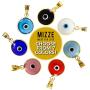 MIZZE Made for Luck Gold Plated 925 Sterling Silver 10 MM Round Glass Evil Eye Charm Pendant - 7 Colors to Choose from