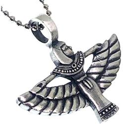 OhDeal4U Egyptian Jewelry ISIS Wife of Osiris Goddess of Life Magic Pagan Wicca Wiccan Witch Protection Amulet Pewter Mens Womens Girls Pendant Necklace Charm for Men Women Girls Silver Ball Chain