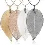 HUNO Real Filigree Leaf Necklace Natural Leaves Long Pendant Fashion Jewelry HUNO Real Filigree Leaf Necklace Natural Leaves Long Pendant Fashion Jewelry