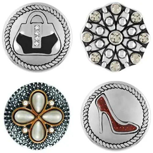 Ginger Snaps Set | Bundled Set of 4 Charms | Interchangeable & Adjustable Snap Jewelry Collection | Button Charms for Necklaces Bracelets | Standard Size Ginger Snaps Set | Bundled Set of 4 Charms | Interchangeable & Adjustable Snap Jewelry Collection | Button Charms for Necklaces Bracelets | Standard Size
