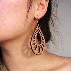 Wovanoo Wood Teardrop Earrings 2 Pairs Natural Wooden Dangle Earrings Gifts for Women Girls