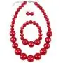 Shineland Simple Large Big Simulated Pearl Statement Necklace Bracelet and Earrings Jewelry Set (Red) Shineland Simple Large Big Simulated Pearl Statement Necklace Bracelet and Earrings Jewelry Set (Red)