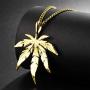 TIDOO Jewelry Mens Stainless Steel Leaf Steampunk Street Style Pendant Necklace Gold