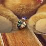 Rainbow Baguette Band Ring Anniversary Eternity Band Cubic Zirconia Ring Crystal Wedding Cocktail Rings Fashion Luxury Jewelry for Women Girl