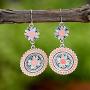 DAMLENG Unique Handmade Boho Vintage Flower Dangle Earrings National Style Retro Round Dangle Earrings for Women Girls Statement Jewelry Accessories