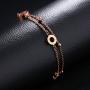 FILOBOKO Doulbe Layer Link Rose Gold Color Charm Chain Bracelets For Women Stainless Steel Bracelets Fashion Bangles Jewelry Gift