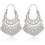 RIAH FASHION Bohemian Chandelier Coin Dangle Earrings - Gypsy Lightweight Filigree Disc Charm Tassel Ethnic Hoops
