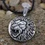 Lion Necklace for Men, Norse Viking Lion Head Pendant Necklace with 22.8” Chain, Gothic Hip Hop Roaring Lion Necklace, Celtic Lion Totem Amulet Necklace, Punk Animal Lion Jewelry Gift for Men Boys