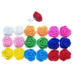 DesignedDazzle 9 Pairs Multi-Colors Rose Flower Plastic Earrings Resin Acrylic Studs Sensitive Ears