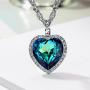 Neoglory Blue Crystal Heart Pendant Necklace For Women Heart of The Ocean Titanic Big Heart Pendant Women Necklace21'' embellished with Crystals from Swarovski ,LADY COLOUR Mothers Day Jewelry Gifts