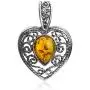 Sterling Silver Amber Heart Necklace 18 Inches Sterling Silver Amber Heart Necklace 18 Inches