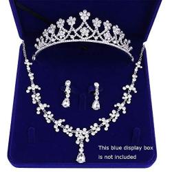 Jalisiol Bridal Wedding Jewelry Set, Luxury Crystal Rhinestone Hair Accessories Tiaras Crown Earrings Necklace Sets for Bride Wedding Prom Party Wedding Dress