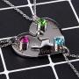 Fanery Sue Personalized Puzzle Pieces Heart Shape Necklace/Kaychain for Love Best Friends Family Custom Name/Date Matching Pendant Set with Gift Box