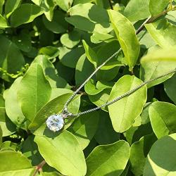 ZUYGG Cubic Zirconia Jewelry Set- 18k White Gold Plated Solitaire CZ Pendant Necklace and 0.5ct Stud Earrings for Women